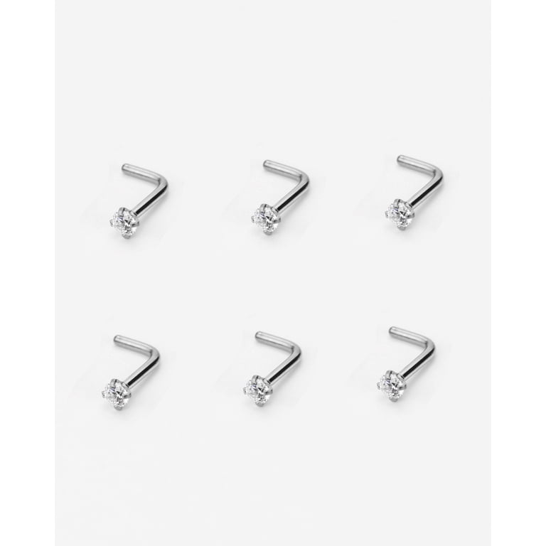 Bijou Nez Hypoallergénique 6 Piercings De Nez Acier Inox - Studs 20G 7mm Avec Zircone, Argent Et Or Bijou Nez Hypoallergénique 6 Piercings De Nez Acier Inox - Studs 20G 7mm Avec Zircone, Argent Et Or