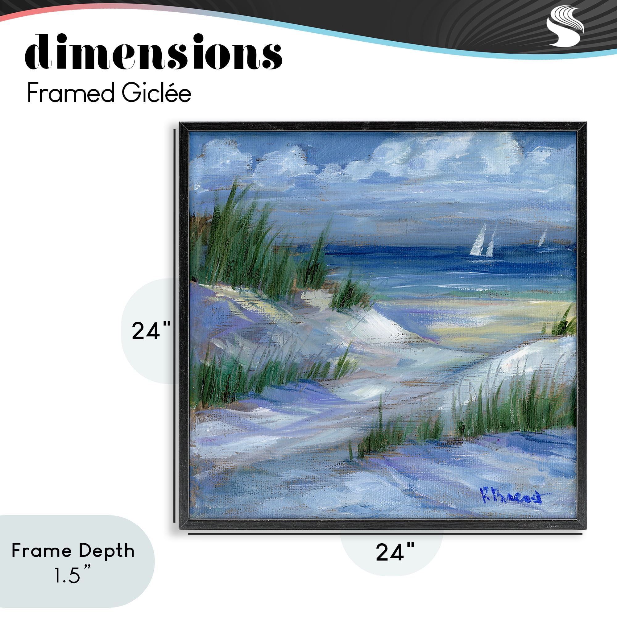 Stupell Industries Crooked Island Dunes & Sailboats Black Framed Giclee Art, design by Paul Brent