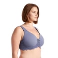thumbnail image 2 of Curve Muse Women's Plus Size Unlined Underwire Lace Bra with Cushion Straps-2PK-NUDE,DUSTY BLUE-48C, 2 of 6