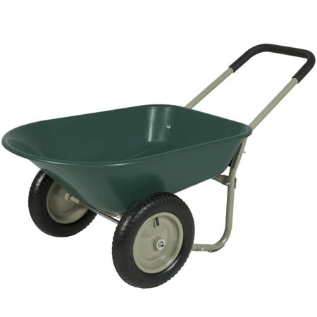 Best Choice Products Dual-Wheel Wheelbarrow w/ Built-in Stand - (Best Garden Cart Wheelbarrow)