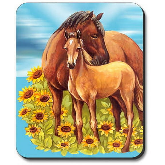 Art Plates Mouse Pad - Horses in Sunflowers