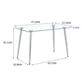 thumbnail image 4 of Tcbosik Modern Dining Table, Rectangular Table with Tempered Glass Top & Metal Legs, Simplistic Kitchen Table, Versatile Table for Home Office, 47.24"L x 27.55"W x 30.11"H, Silver, 4 of 7