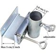 thumbnail image 3 of Soporte para paraguas al aire libre | Abrazadera de paraguas de acero inoxidable | Fije a la barandilla, cerca, gradas, orificio para poste ajustable de 1,5 ", ancho máximo de clip de 2", 3 of 3