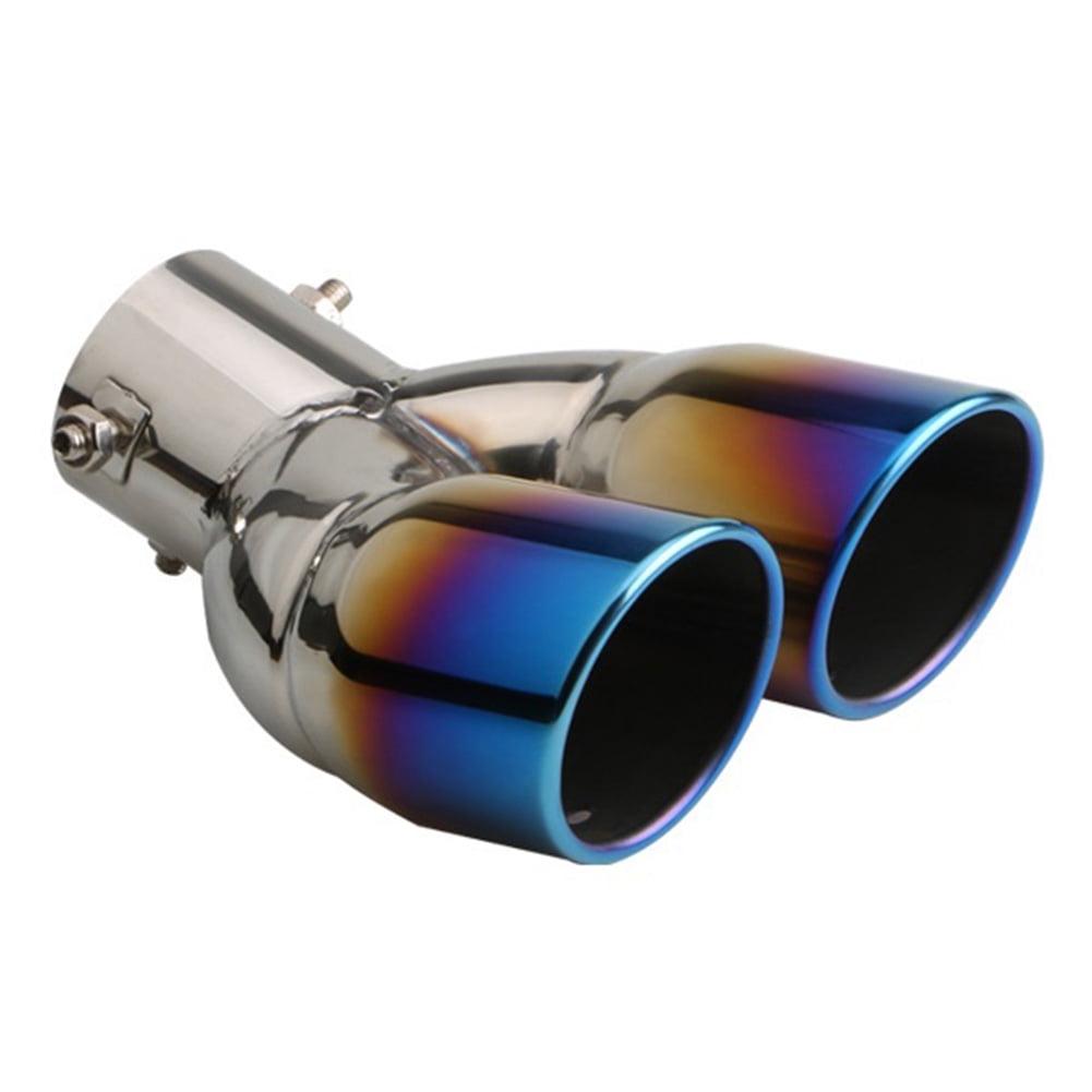 2.5" Inlet Baked Blue Universal Stainless Steel Exhaust Muffler Tip Tail Pipe