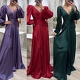 thumbnail image 2 of Vestido de noche para mujer, elegante vestido de novia plisado de satén de seda para otoño e invierno, vestido largo, 2 of 6