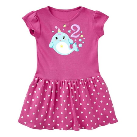 

Inktastic Happy 2nd Birthday with Cute Narwhal Stars and Bubbles Gift Baby Girl Dress