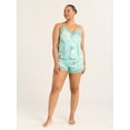 thumbnail image 3 of Joyspun Women’s Satin Cami and Shorts Pajama Set with Lace Trim, Sizes S-3X, 3 of 7