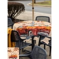 thumbnail image 4 of Outdoor Tablecloth with Umbrella Hole and Zipper, Fall Square Table Cloth 60x60 Inch Waterproof Tablecloth, Thanksgiving Truck Autumn Maple Leaves Pumpkin Picnic Table Cover for Patio Camping, 4 of 7