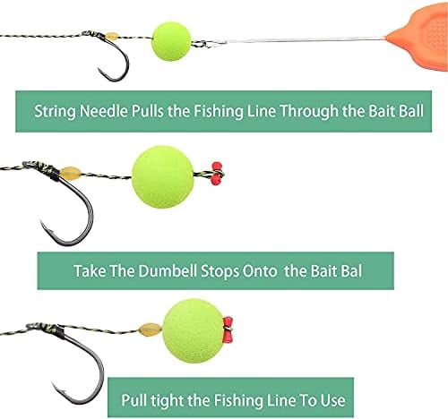 WLIKKS Carp Fishing Hair Rigs - 24 Pcs High Carbon Steel Curved Barbed Hooks with Swivels and Boilies