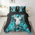 thumbnail image 2 of Manfei Wild Deer Silhouette 7pcs Bedding Comforter Set,Jungle Animal Queen Bedding Sets,Cyan Black Queen Sheet Sets For Boys Girls,Breathable Home Decor Reversible, 2 of 8