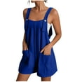 thumbnail image 1 of Womens Rompers Summer Casual Short Overalls Sleeveless Strap Jumpsuits with Pockets Beach Vacation Clothes, 1 of 4