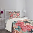 thumbnail image 3 of Ambesonne Colorful Quilted Bedspread Set 2 Pcs, Peony Rose Butterflies, Twin Size, Multicolor, 3 of 5