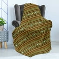 thumbnail image 4 of Native Soft Flannel Fleece Throw Blanket, Prehistoric Old Fashioned Indigenous Pattern Print, Cozy Plush for Indoor and Outdoor Use, 50" x 70", Khaki Mustard and Brown, by Ambesonne, 4 of 5