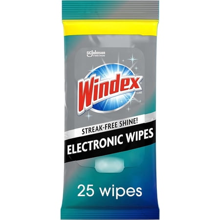 Windex Electronics Wipes, Pre-Moistened Screen Wipes Clean and Provide a Streak-Free Shine, 25 Count