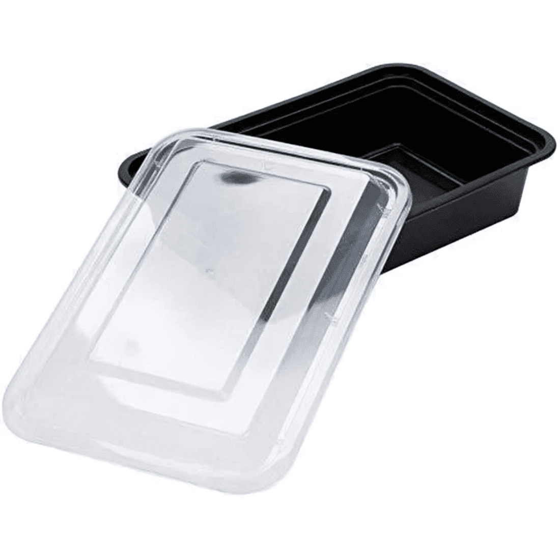 VeZee 16 oz. Black Rectangular Plastic Meal Prep Containers with Clear Dome Lids| Bento Box, BPA Free, Stackable, Microwave/Dishwasher/Freezer Safe|30CT