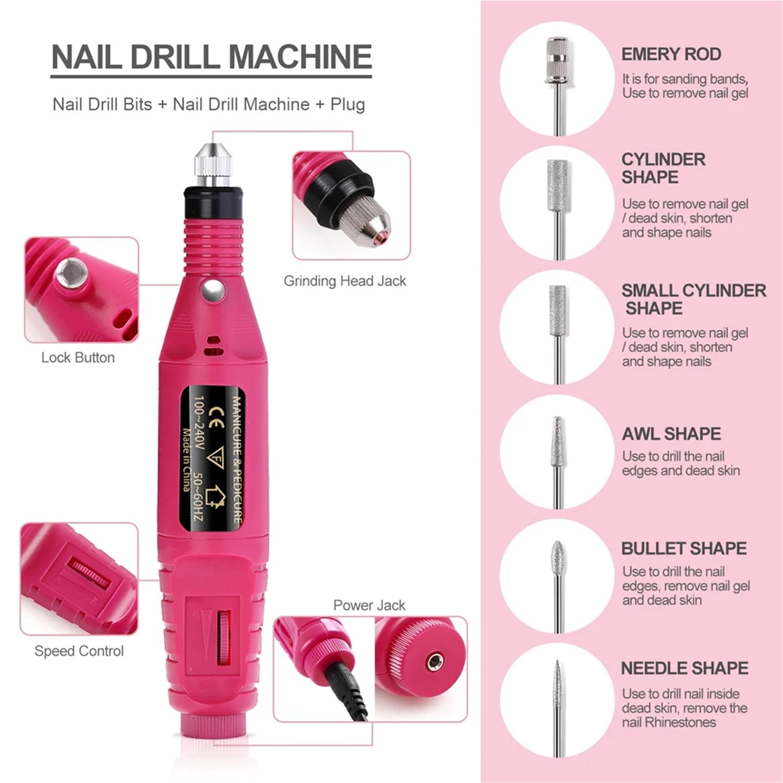 Nail Drill Machine Electric Manicure Milling Cutter Set for Manicure Drill Nail Polishing Tools Kit Nail Equipment