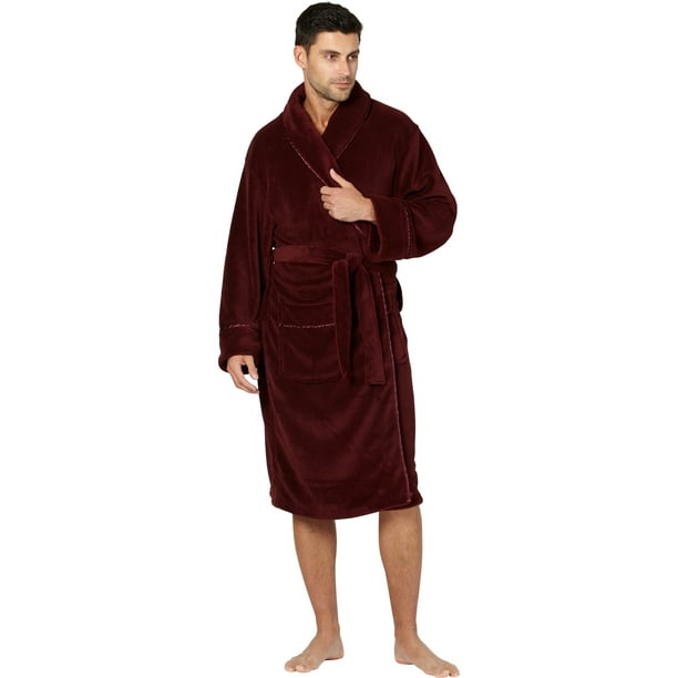 Max Deco Men's Solid Plush Robe