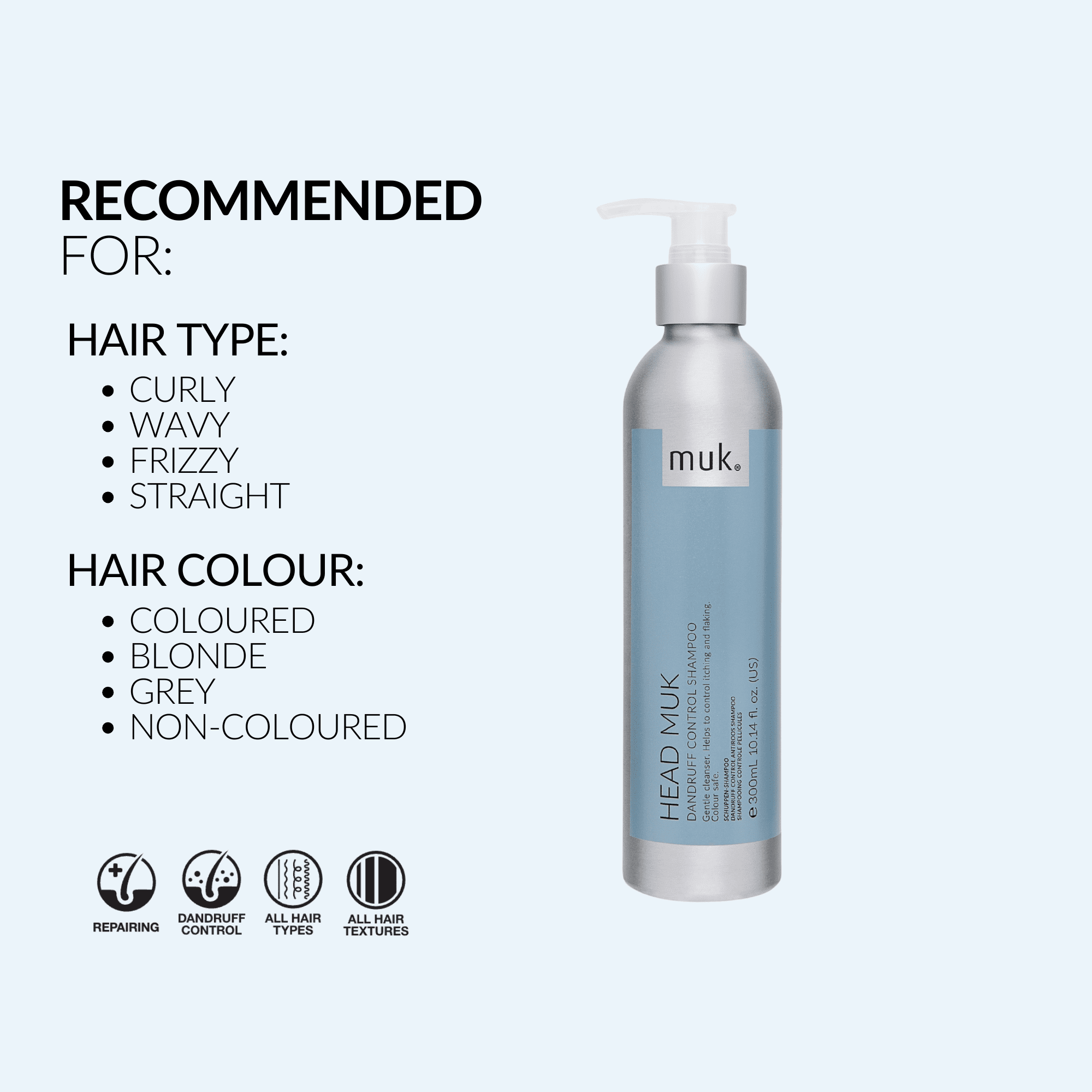Muk Head Dandruff Control Shampoo, Anti Dandruff Shampoo, Scalp Care Shampoo, Flake Control Hair Cleanser for All Hair Types