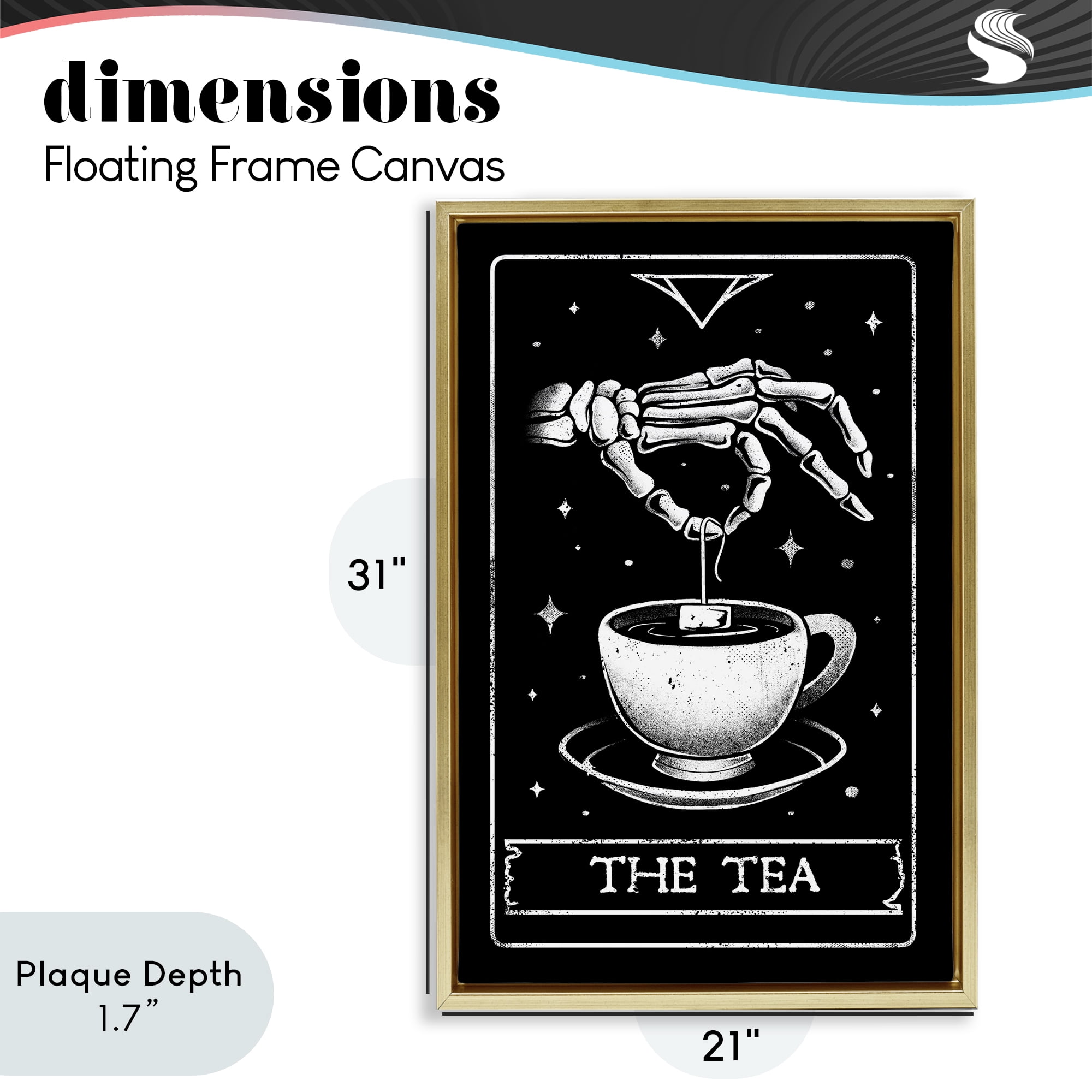 Stupell Industries The Tea Skeleton Tarot Gold Framed Floater Canvas Wall Art, design by EduEly Designs