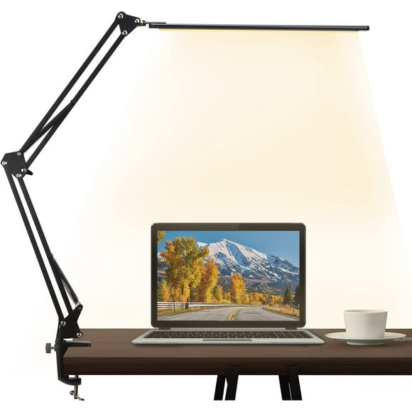 Tatum88 LED Desk Lamp, Dimmable, Clamp Architect Lamp with Swivel Arm, Memory Function and USB Port, Desk Table Lamp, 3 Color Temperatures and 9 Brightness Levels for Reading, Working, Learning