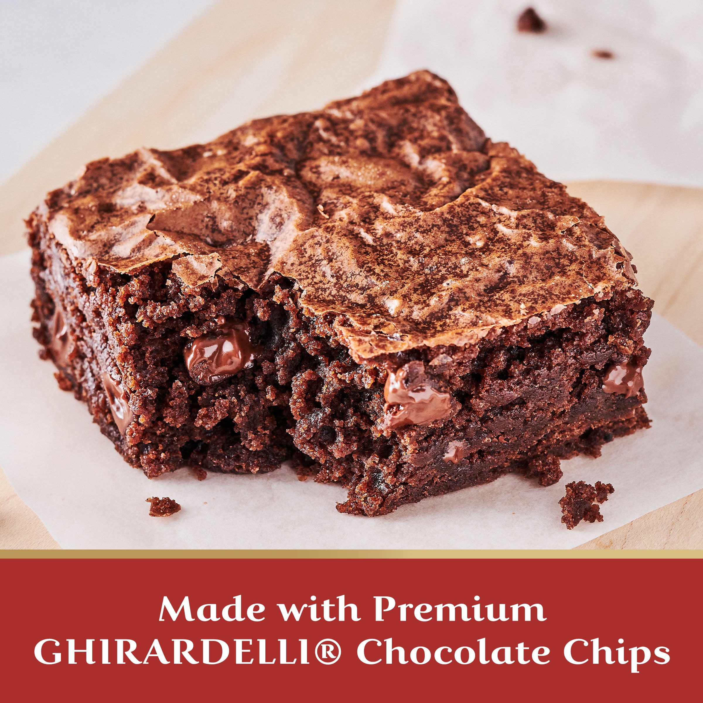 GHIRARDELLI Gluten Free Double Chocolate Brownie Mix, Gluten Free Baking Mix, Includes Chocolate Chips, 18 oz Box