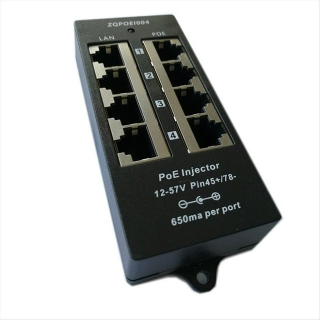 Gigabit Injecteur PoE 4 Ports Mode Midspan A pour Caméra PoE 48V, Appareil Réseau Mural