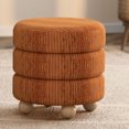 thumbnail image 2 of !nspire Modern Fabric Round Ottoman - Rust Brown, 2 of 6