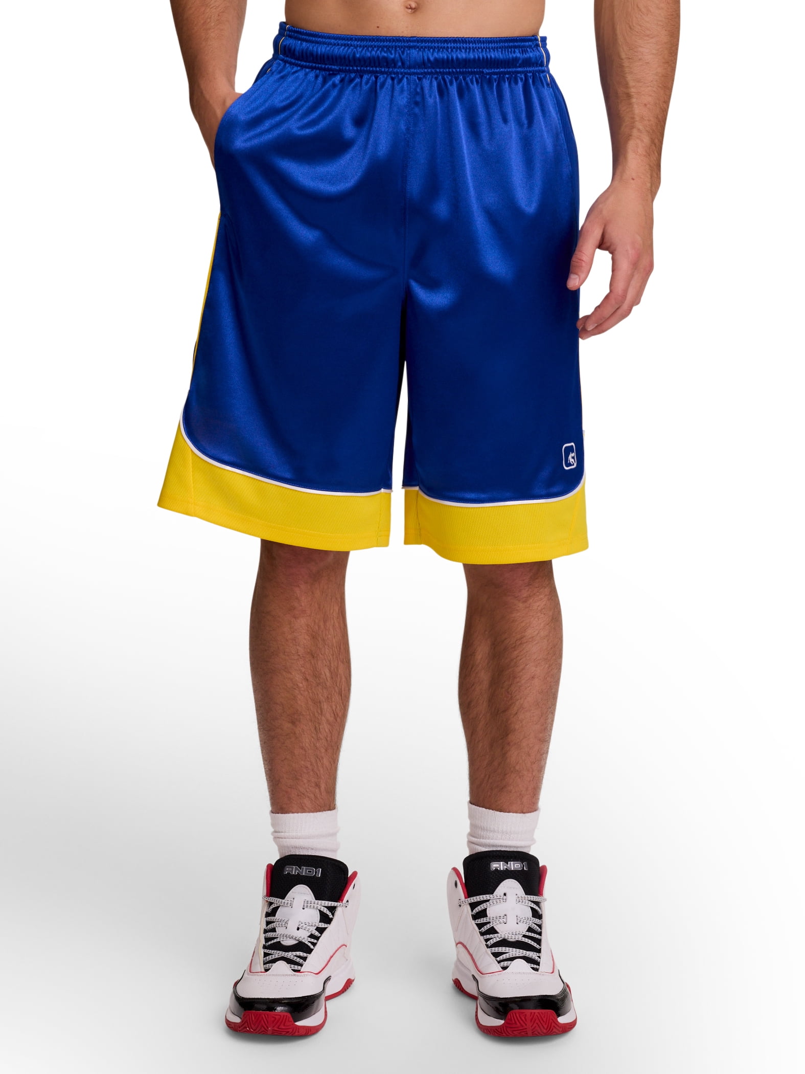 AND1 Men's and Big Men's All Court Colorblock Short, 11" inseam, up to Size 5XL