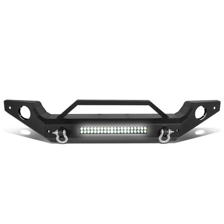 DNA Motoring FGBP-010 For 2018 to 2022 Jeep Wrangler JL Heavy Duty Steel Front Bumper w/ LED Light Bar   Fog Lamp Holes   Sensor Hole