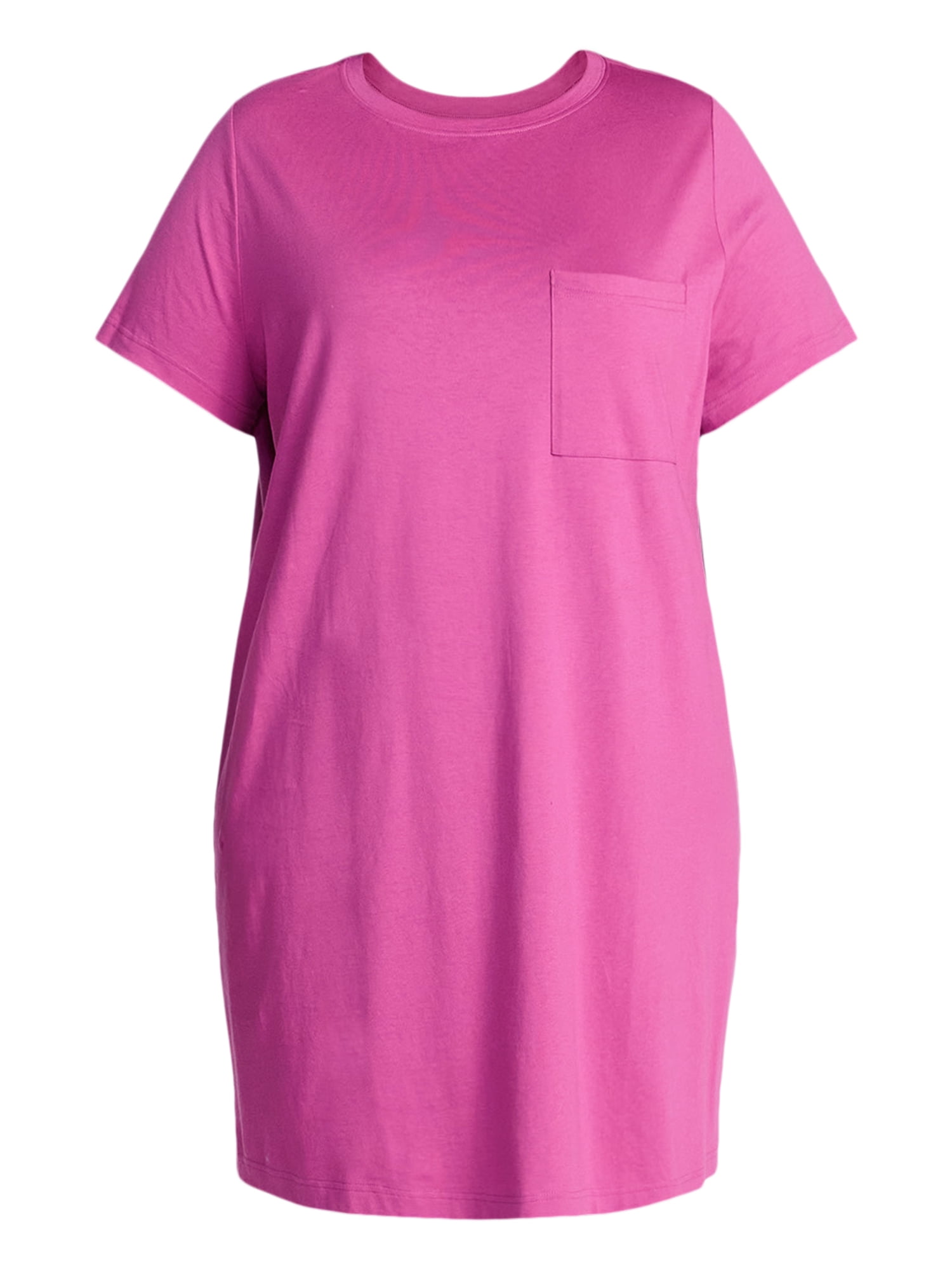 Terra & Sky Women's Plus Size Pocket T-Shirt Dress with Short Sleeves, Sizes 0X-5X