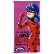 Super Soft Microfiber Pink Miraculous Ladybug Super Hero Beach Towel (27in X 54in)
