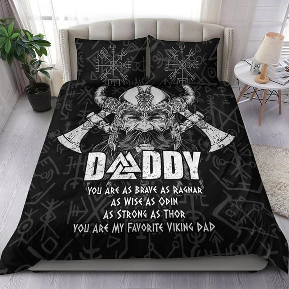 Vikingo Papá Cama Set Odin Runas Día del Padre Lt13