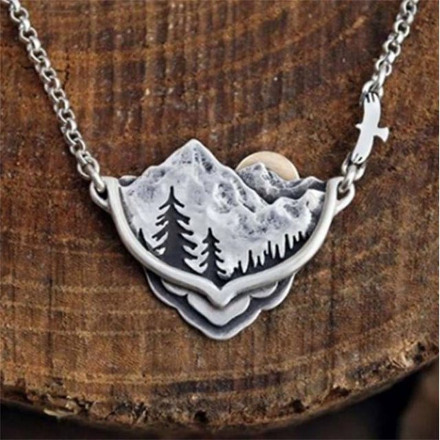 Collar con colgante de bosque silencioso Retro para mujer, banda de fiesta, regalo de joyería