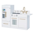 thumbnail image 6 of Kids Wooden Play Kitchen Set – Teamson Little Chef Charlotte, Toddler Kitchen Playset with Sink, Stove, Fridge & Accessories, White/Gold, Ages 1–7, 6 of 12