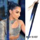 thumbnail image 1 of Extensión de coleta larga trenzada de 80 cm en negro y azul con lazo para el cabello, coleta recta envolvente, 1 of 5