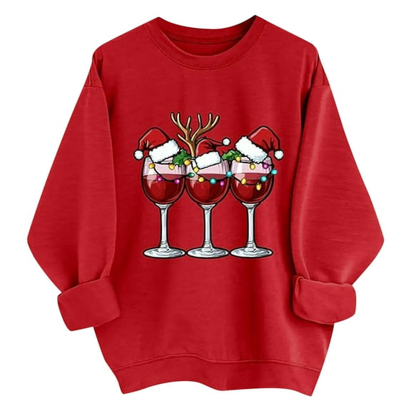 IWRICH Christmas Sweatshirts for Women Merry Christmas Plaid Pullover Sweatshirts Holiday Vacation Graphic Tees Tops 7-Red XL