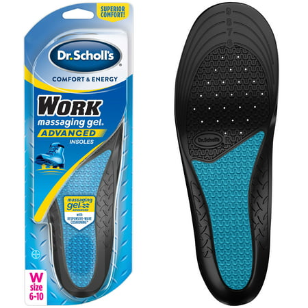 Dr. Scholl's WORK Massaging Gel Advanced Insoles, 1 Pair (Women's (Best Shoe Insoles For Standing All Day)