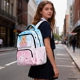 thumbnail image 5 of HELLHERO Capybara Cherry Blossoms Kids Backpack with Lightweight, multi-tasche Smooth Zippers 17 Inch School Backpack for Hiking Middle School, 5 of 5