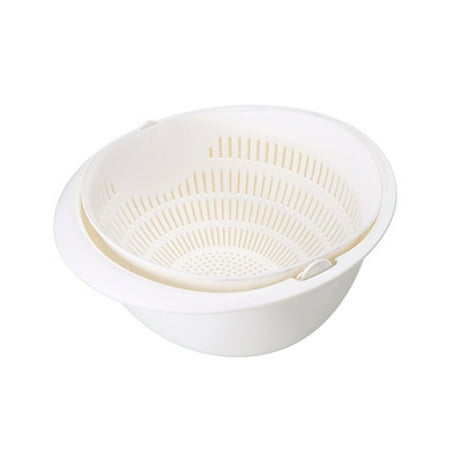 

Sanwood Dual Layer Rice Wash Strainer Kitchen Fruits Vegetable Cleaning Container Basket Kitchen Tool