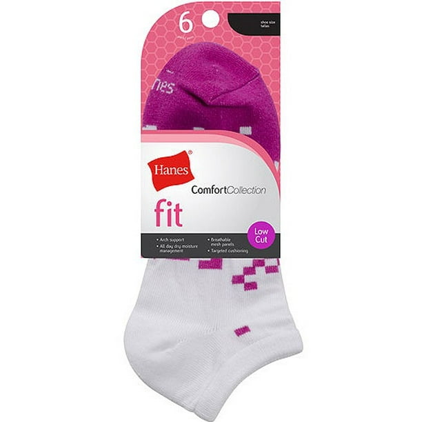 Hanes F064 Womens Fit Cushion LowCut Socks With Arch Support