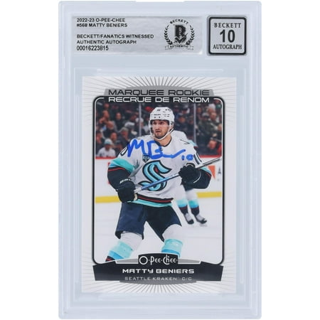 Matty Beniers Seattle Kraken Autographed 2022-23 Upper Deck O-Pee-Chee Marquee Rookies #568 Beckett Fanatics Witnessed Authenticated 10 Rookie Card - Fanatics Authentic Certified