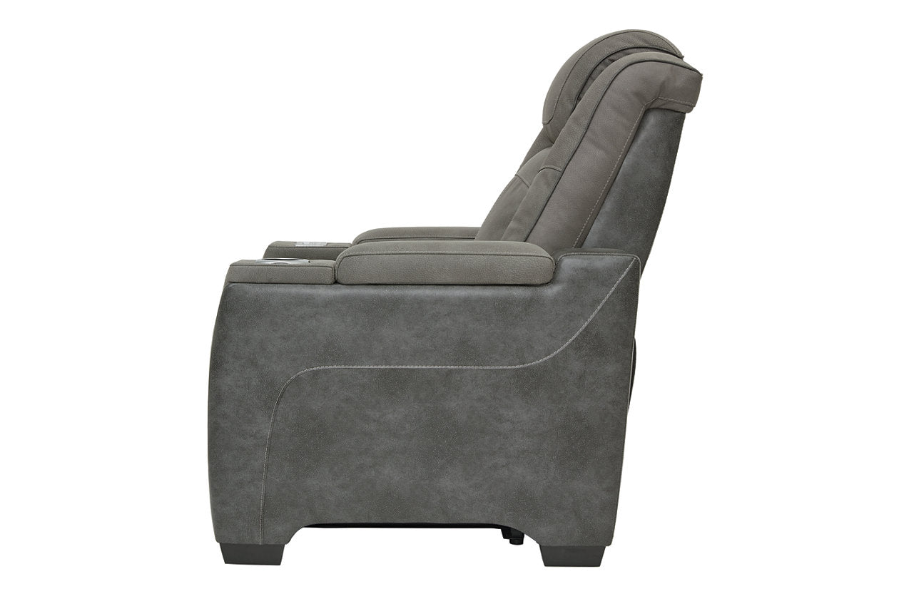 Ashley Furniture Next-Gen DuraPella Faux Leather Power Recliner in Gray
