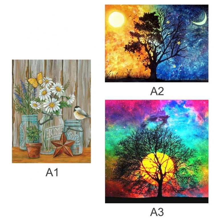 DIY 5D Full Diamond Paint Kit, Diamond Paint Kit, Art Home Deco Flower Pot  On A Stool With Flowers And Birds And Beauty Of The Tree Of Life (11.8x15.7  Inches) 