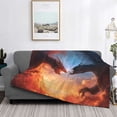 thumbnail image 6 of Throw Blanket for Couch Sofa and Bed, Red and Blue Fire Cloud Dragon Soft Plush Throw Blanket, Fuzzy Cuteness Comfy Warm Washable Flannel Blanket Throws for All Season, 6 of 8