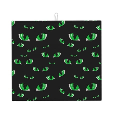 

Dish Drying Mats for Kitchen Counter - eye green Pattern 16x18In Anti-Slip Absorbent Microfiber Drying Mat for Kitchen Counter Mat Dish Rack Mat with Hanging Loop