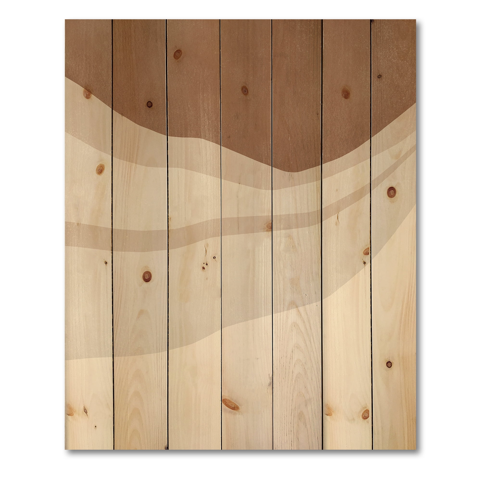 Designart 'Ivory and Terracotta Shapes with Scuff Effect' Modern Print on Natural Pine Wood