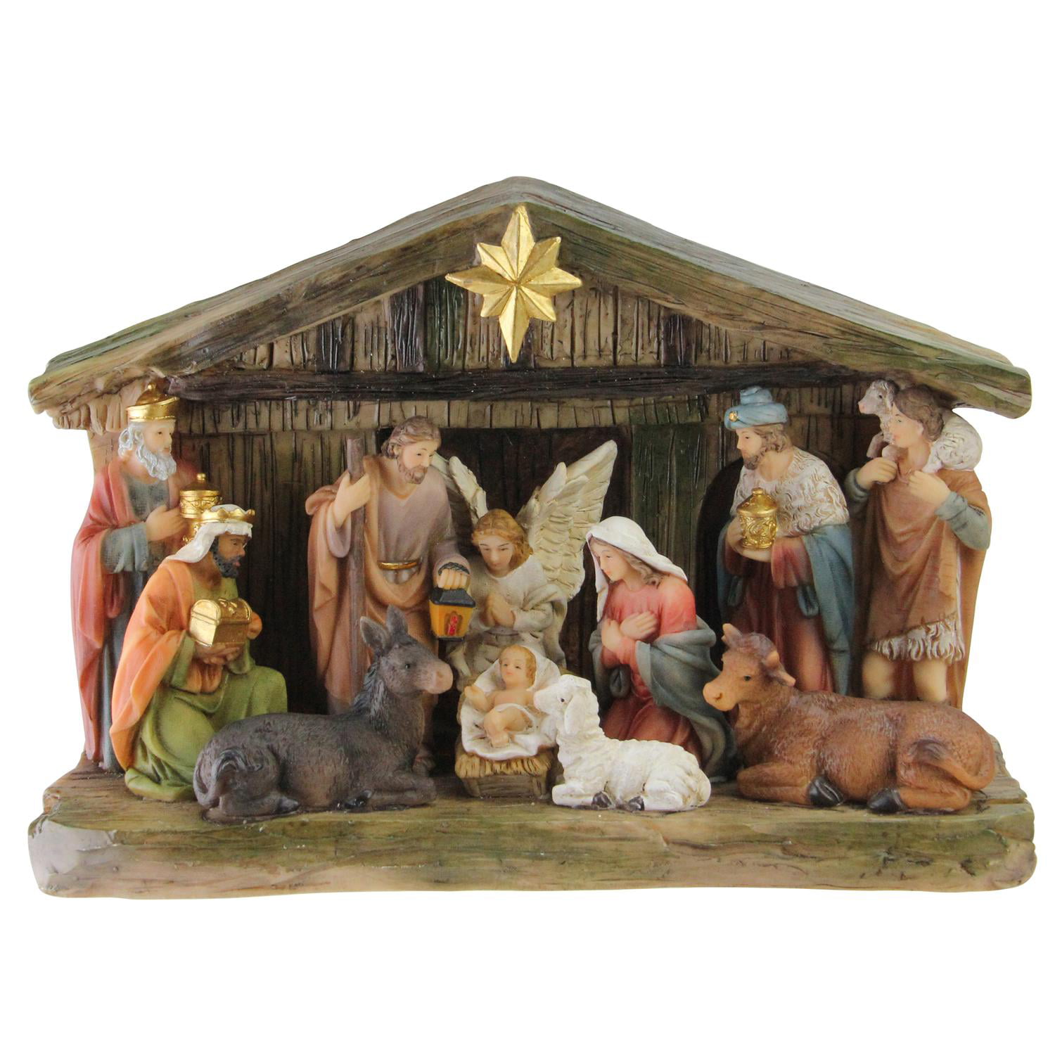 9.5" Nativity Scene Christmas Tabletop Decoration with Color Changing