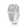thumbnail image 3 of Tilo Jewelry Solid 925 Sterling Silver Solitaire Halo Princess-Cut Pave Band | Size 13 | Classic Statement Pinky Ring for Men, 3 of 7