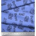 thumbnail image 3 of Soimoi Blue Rayon Crepe Fabric Explore The World Text Printed Fabric 1 Yard 46 Inch Wide, 3 of 3
