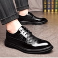 thumbnail image 2 of Zapatos formales de charol negro para hombre, zapatos de vestir Oxford elegantes de diseñador a la moda para hombre (27 cm), 2 of 4